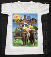 เสื้อยืดคอวีพร้อมสกรีนลายแหล่งท่องเที่ยว ลายrพระนครศรีอยุธยา